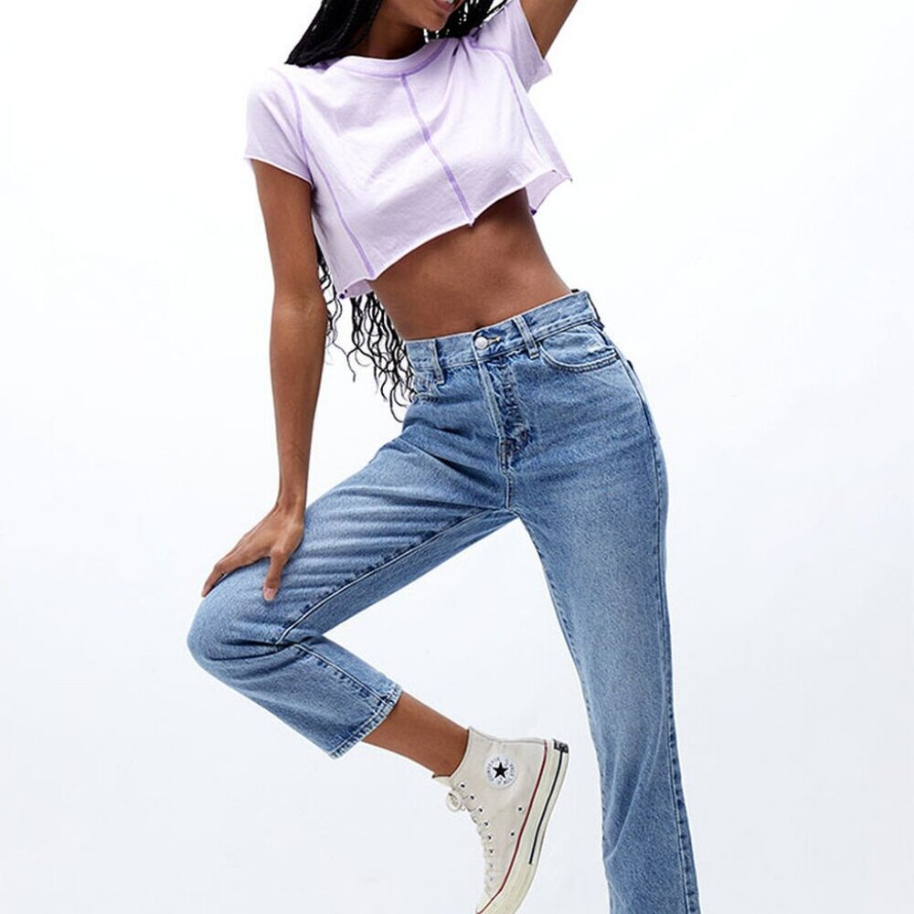 NWT PacSun Eco Medium Blue High Waisted Straight Leg Jeans Size 25